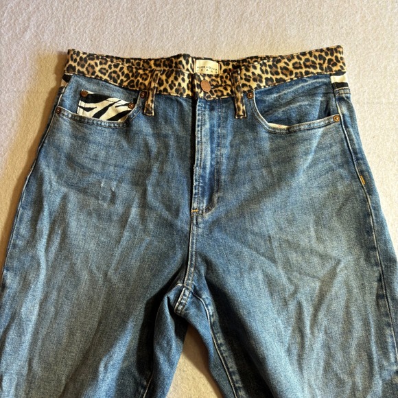ALICE OLIVIA Jeans Womens Pretty Wild Amazing High Rise Girlfriend Leopard Zebra - Picture 2 of 12